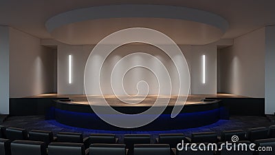 Stage mock up 3d rendering. empty wall screen template Stock Photo