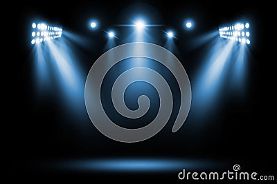 Stage podium with Blue lighting, Stage Podium Spots Scene Background Stock Photo