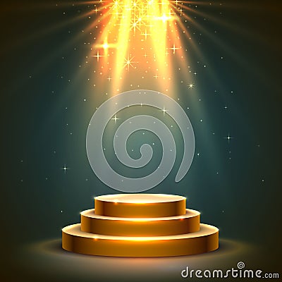 Stage Podium Scene with for Award Ceremony. Vector Illustration