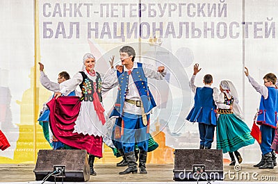 On the stage the Polish folk dance ensemble GAIK. Editorial Stock Photo