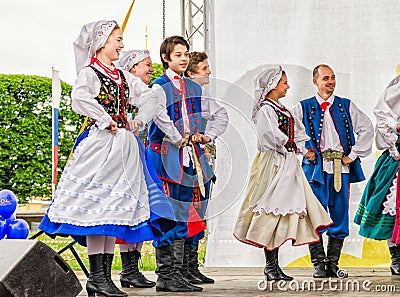 On the stage the Polish folk dance ensemble GAIK. Editorial Stock Photo