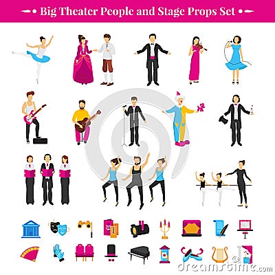 Stage Props Set Vector Illustration