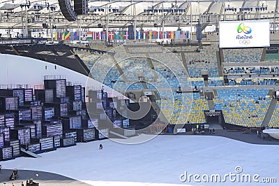 Stage for Rio2016 Olympics opening ceremonies Editorial Stock Photo