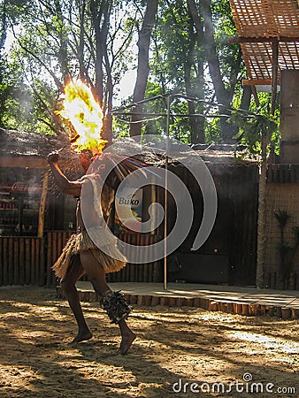 Stage setting that simulates the life of different peoples of the world, in the Russian city of Anapa in Krasnodar region. Editorial Stock Photo