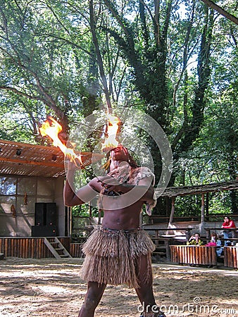 Stage setting that simulates the life of different peoples of the world, in the Russian city of Anapa in Krasnodar region. Editorial Stock Photo