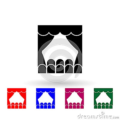 The stage of the theater multi color icon. Simple glyph, flat vector of theatre icons for ui and ux, website or mobile application Stock Photo