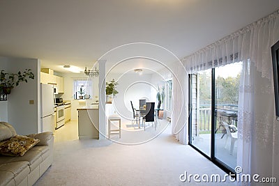 Staged dining room and kitchen Stock Photo