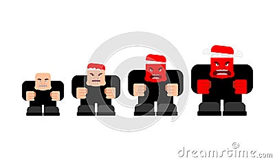 Stages of aggression. Angry red guy. Steam from the head. Seething with anger. The concept of aggression Vector Illustration