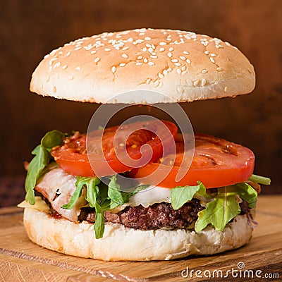 Stages of collection of traditional burger Stock Photo