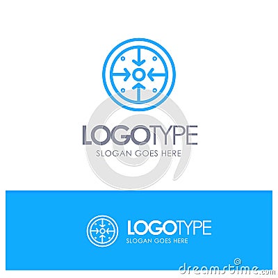 Stages, Goals, Implementation, Operation, Process Blue outLine Logo with place for tagline Vector Illustration