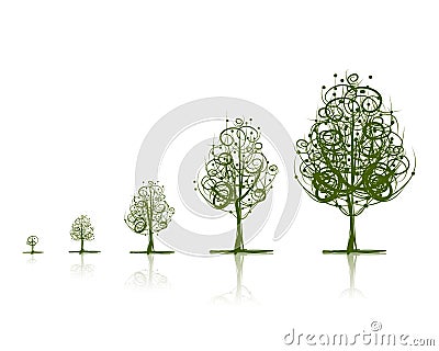 Stages of growing tree for your design Vector Illustration