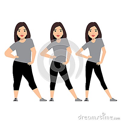 Stages weight loss before and after. Vector Illustration