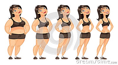 Stages of weight loss Vector Illustration