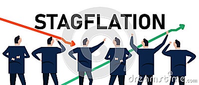 Stagflation stagnation inflation chart going up down economic growth Vector Illustration