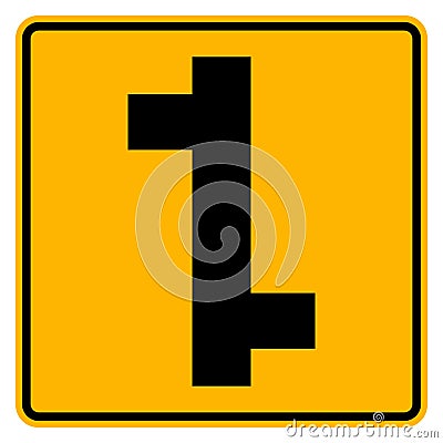 Staggered Junction Traffic Road Sign,Vector Illustration, Isolate On White Background Label. EPS10 Vector Illustration