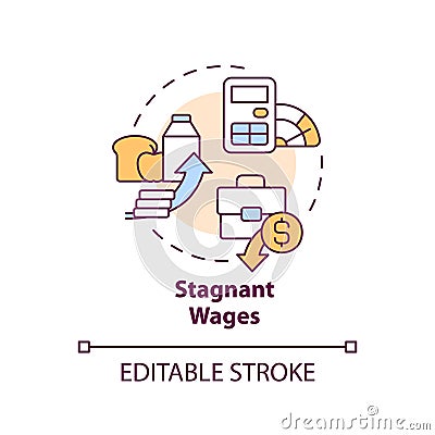 Stagnant wages concept icon Vector Illustration