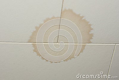 Stain on ceiling from water leak Stock Photo