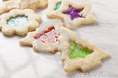 Stain Glass Christmas Cookies Stock Photo