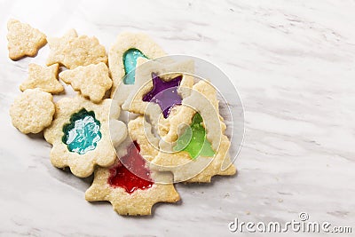 Stain Glass Christmas Cookies Stock Photo