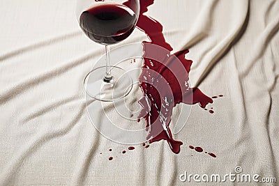 stain-resistant fabric with spilt red wine Stock Photo