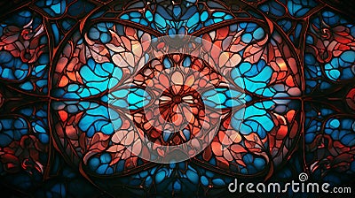 stained glass background in blue-reddish tones Stock Photo