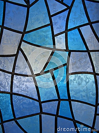 Stained glass background with ice flowers Stock Photo