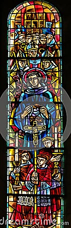 Saint Louis IX of France - Stained Glass in Sacre Coeur Cartoon Illustration