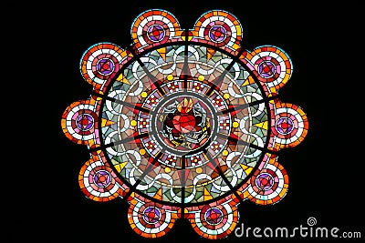 Sacred Heart of Jesus - Stained Glass in Sacre Coeur, Paris Cartoon Illustration