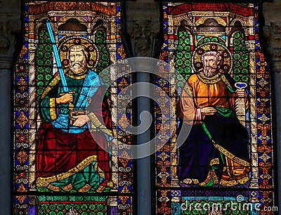 Stained Glass - Basilica of San Petronio, Bologna Editorial Stock Photo