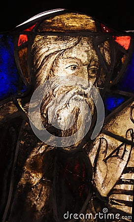 Stained Glass in Batalha Monastery - Old Testament Prophet Stock Photo