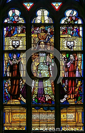 Stained Glass - Black Madonna Stock Photo