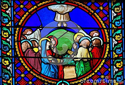 Stained Glass in Notre-Dame-des-flots, Le Havre Cartoon Illustration