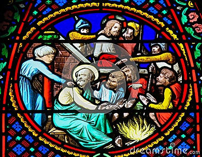 Stained Glass in Notre-Dame-des-flots, Le Havre Cartoon Illustration