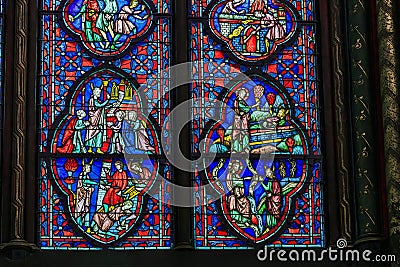 Stained glass of the chapel of the Sainte-Chapelle Stock Photo