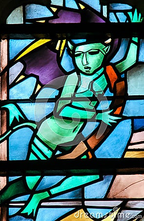 Stained Glass - devil Stock Photo
