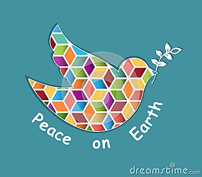 Stained glass Dove of Peace Bird Vector Illustration