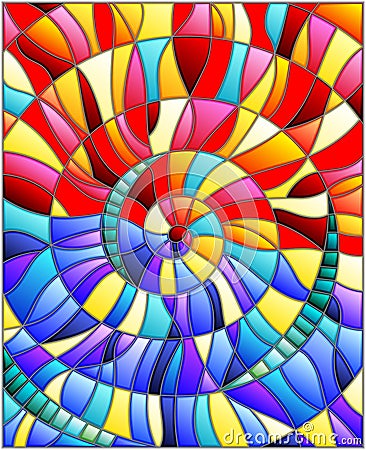 Stained glass illustration , colorful tiles arranged in a spiral Vector Illustration