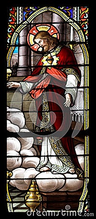 Stained glass with jesus Editorial Stock Photo