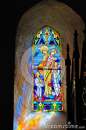 Stained Glass Madonna Stock Photo