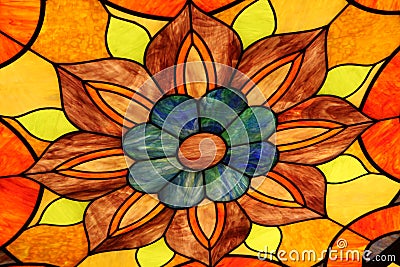 Stained glass orange flower Stock Photo