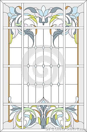 Stained-glass panel / art Nouveau style Vector Illustration