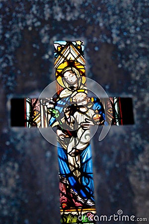 Stained Glass, Pere Lachaise Paris, France Stock Photo