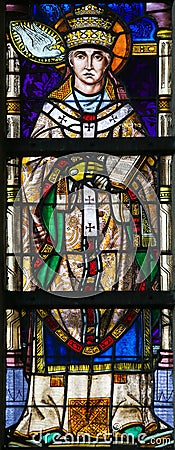 Stained Glass - Pope Saint Gregory I Stock Photo