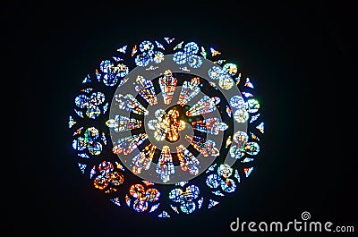 Stained Glass Rose Window Stock Photo