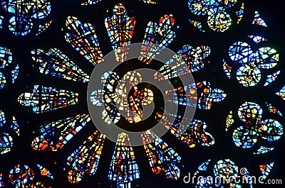 Stained Glass Rose Window Stock Photo