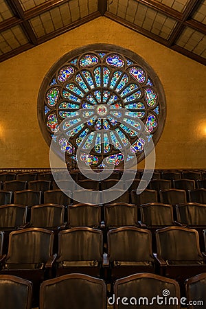 Stained Glass Rose Window Editorial Stock Photo