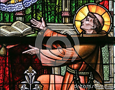 Stained Glass - Saint Anthony of Padua Stock Photo