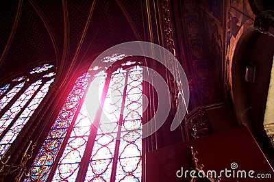 Stained glass in Saint Chapelle Editorial Stock Photo