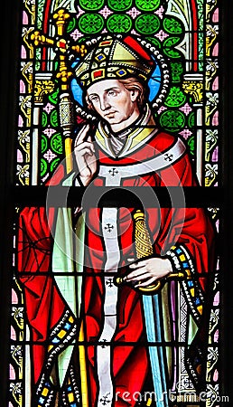 Stained Glass - Saint Eugenius Stock Photo