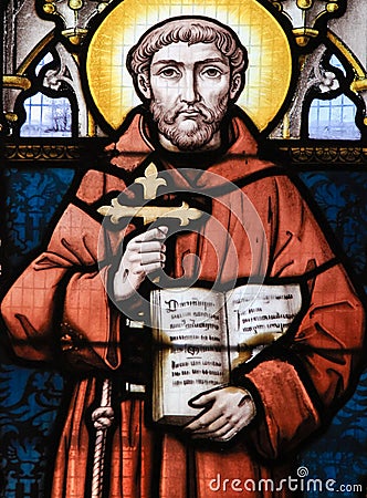 Stained Glass - Saint Francis of Assisi Stock Photo